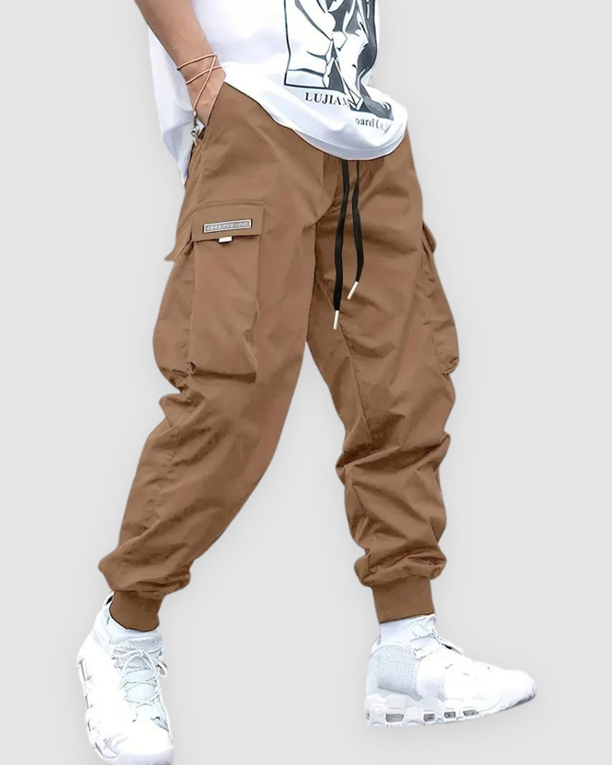 Herren Cargo-Jogginghose im Relaxed Fit in Khaki