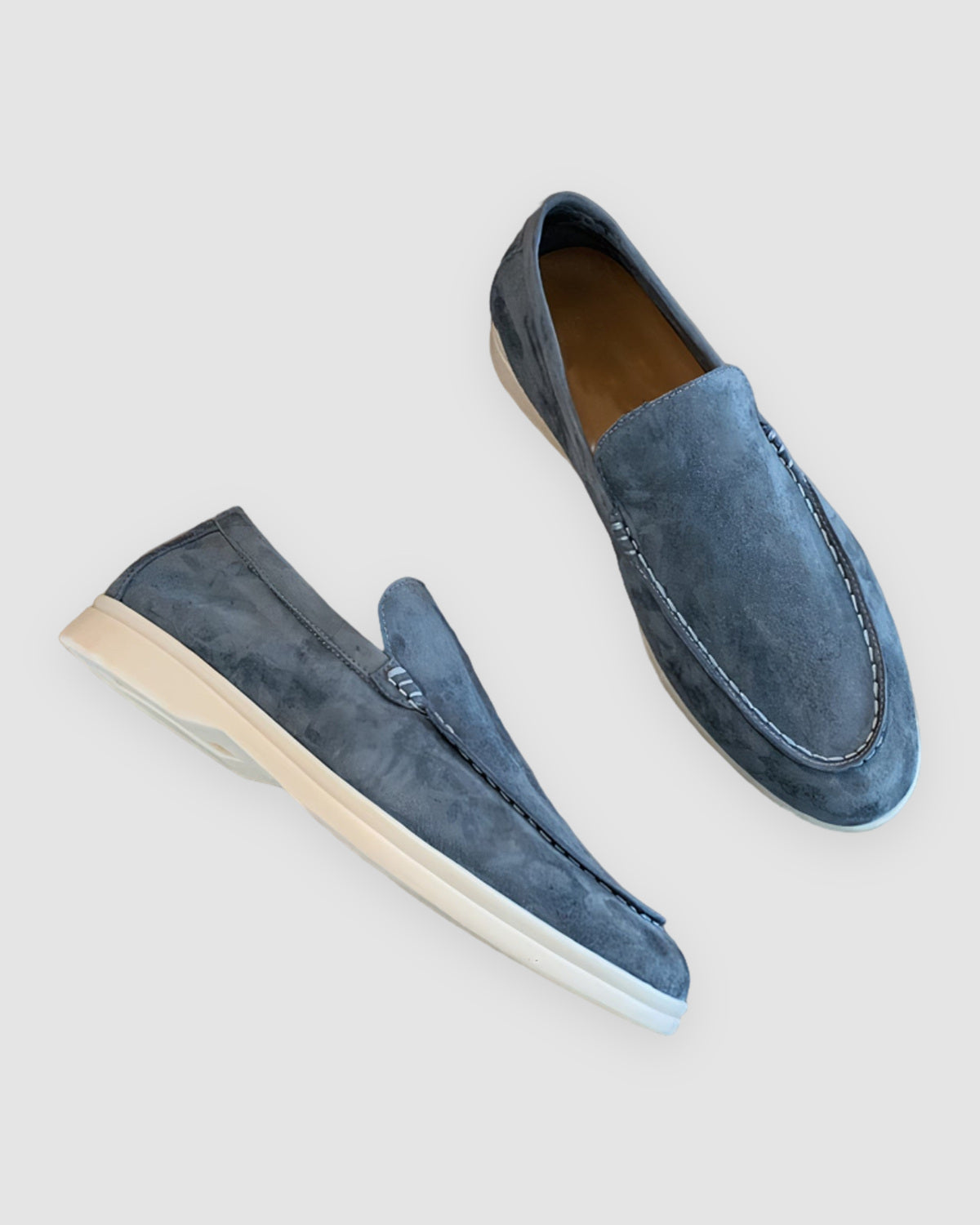 Herren Loafer aus Echtleder im Vintage-Stil in Hellblau