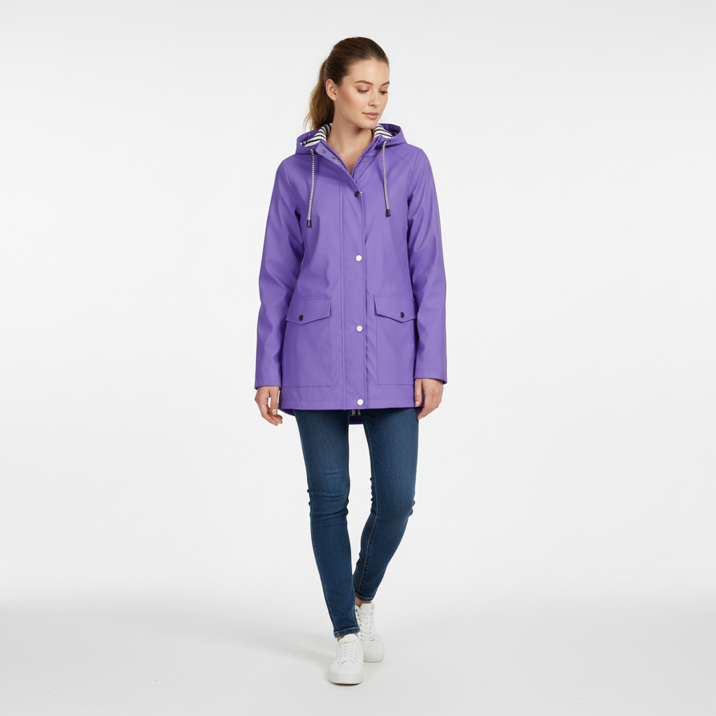 Damen Leichte Kapuzenjacke mit gestreiftem Futter