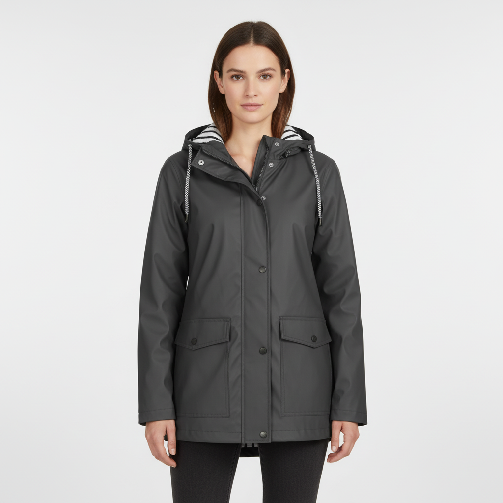 Damen Leichte Kapuzenjacke mit gestreiftem Futter