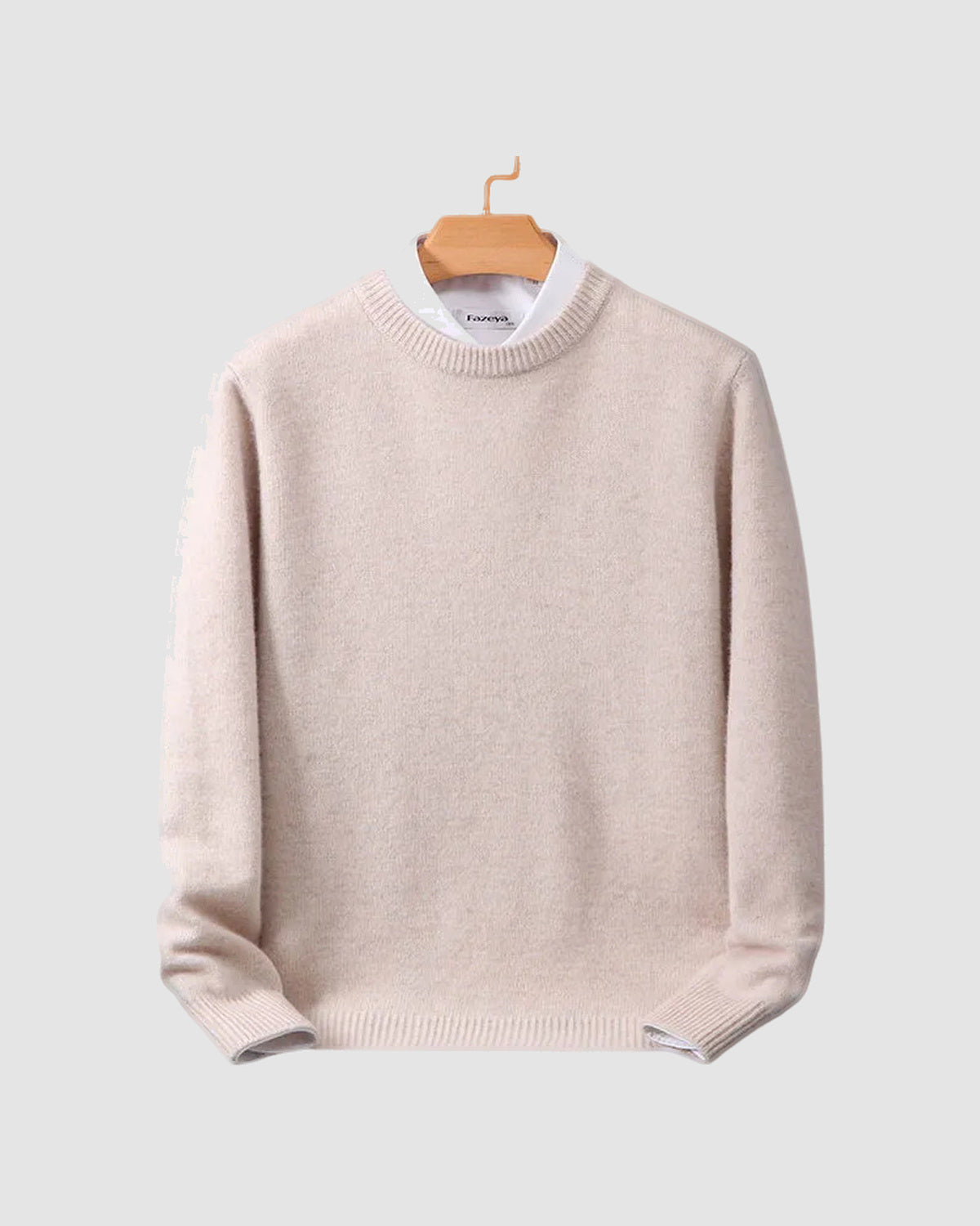 Herren Pullover aus Kaschmir-Mischung, weicher Strick in Beige