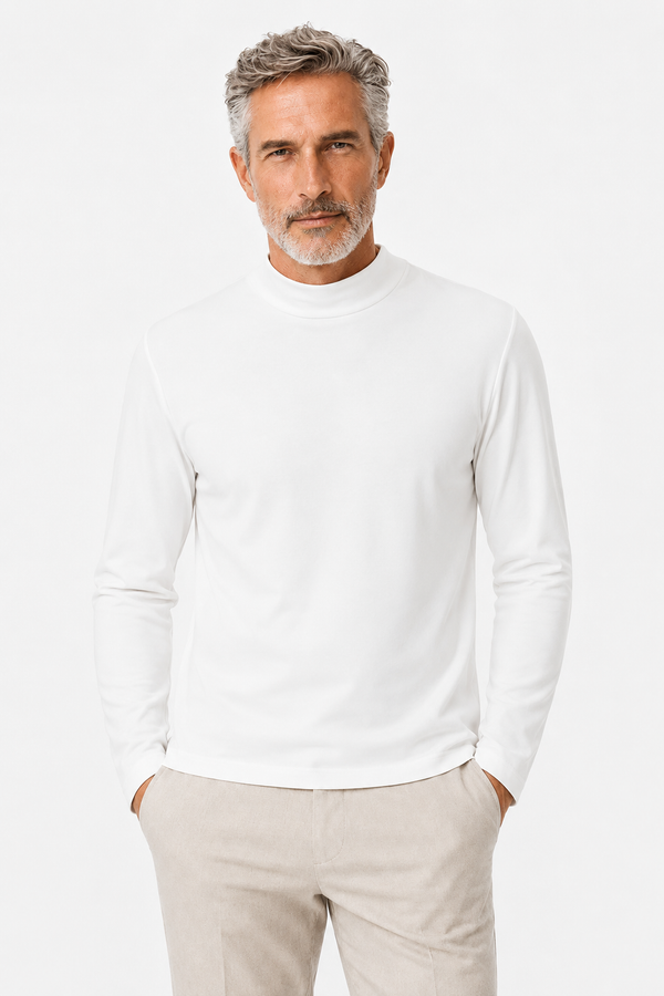 Longsleeve Herren Baumwolle Rundhals Ivory White