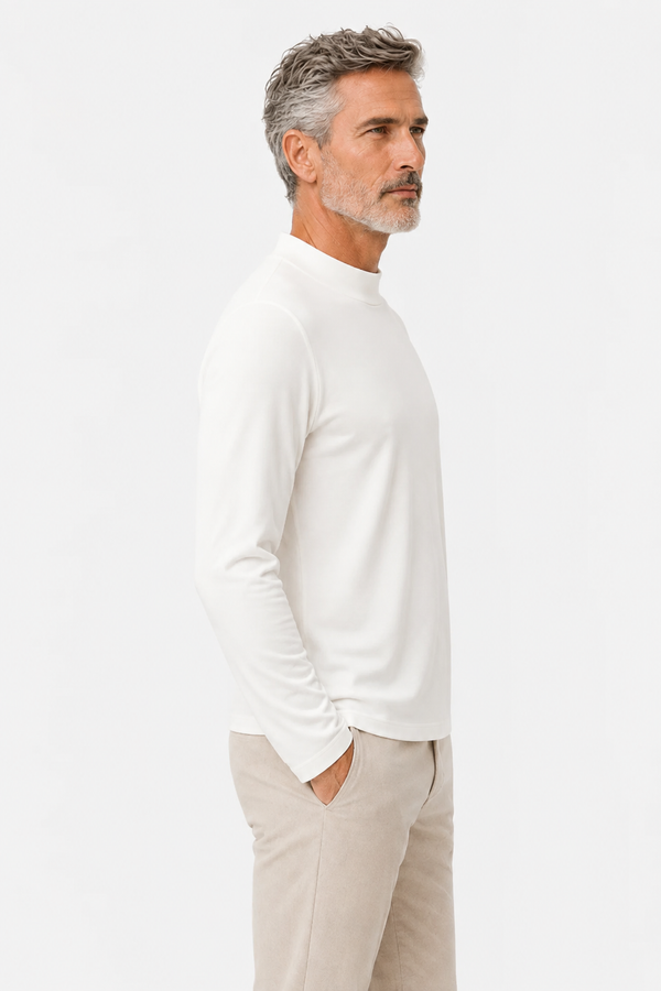 Longsleeve Herren Baumwolle Rundhals Ivory White