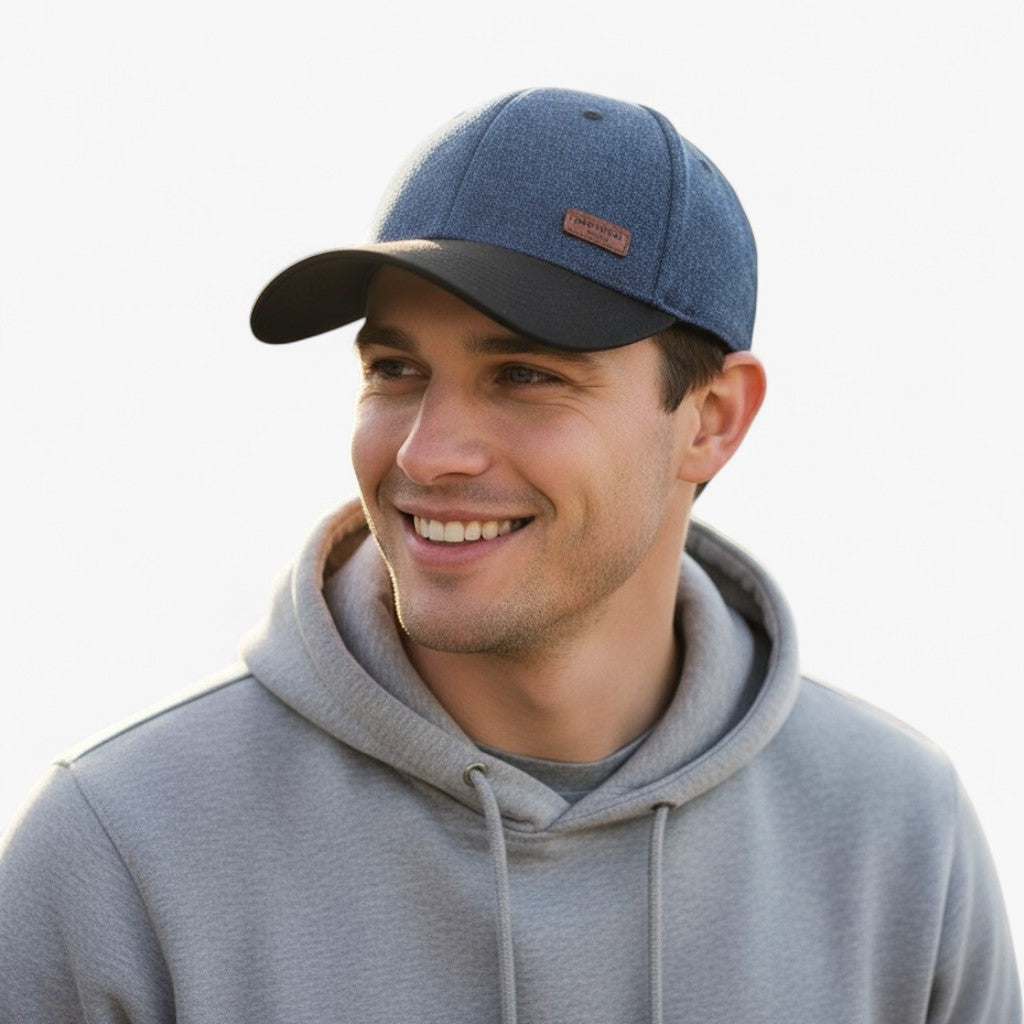 Baseball Cap : Vintage Baseballpet - Stijlvolle Warmte en Oorbescherming - Blauw in