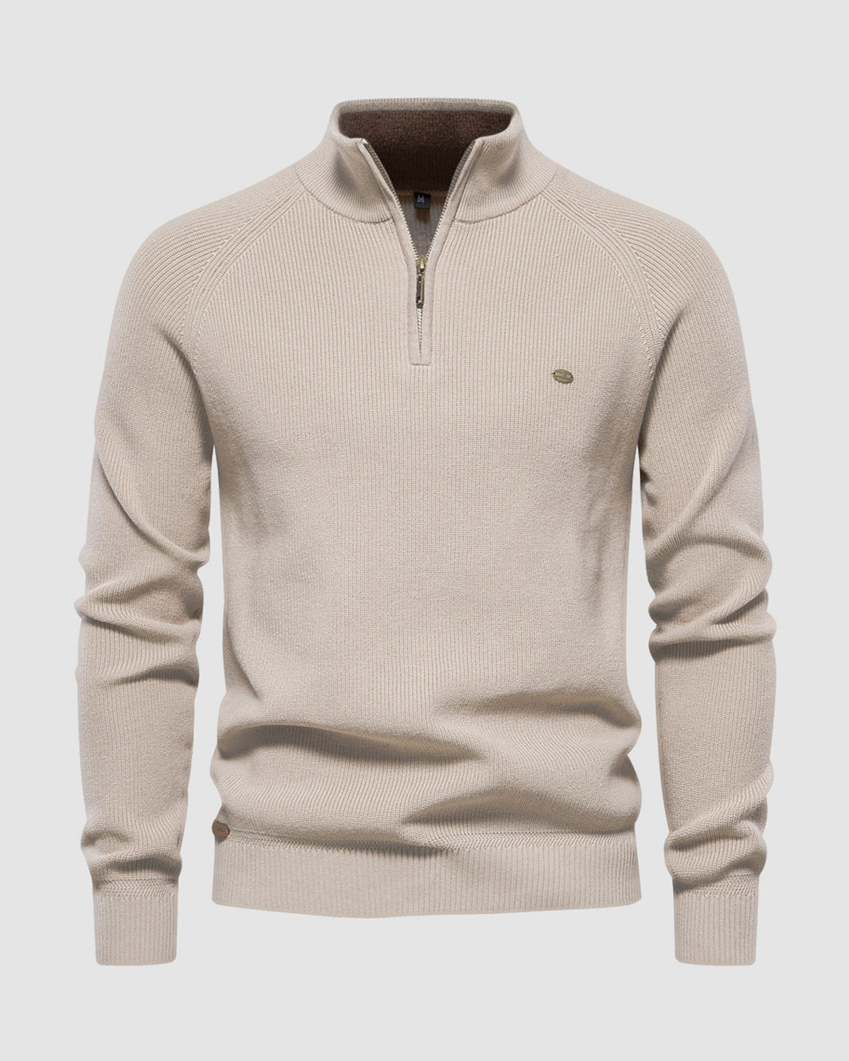 Herren Pullover mit Half-Zip in Beige