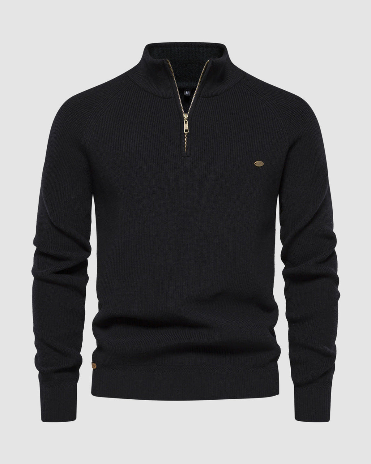 Herren Pullover mit Half-Zip in Schwarz