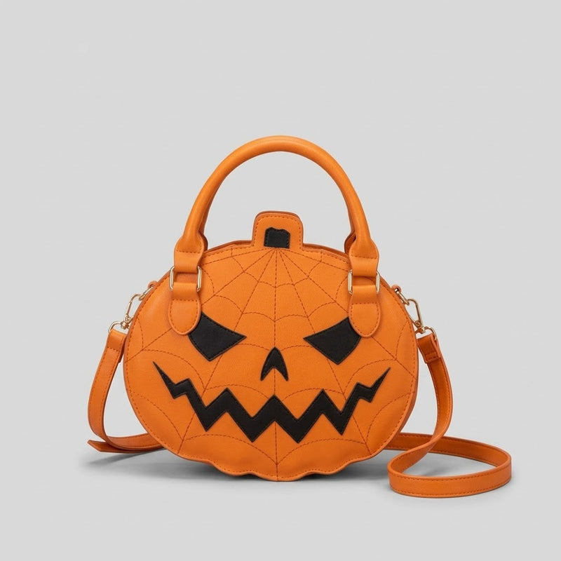 Kürbis-Kunstleder-Handtasche - Halloween-Accessoire