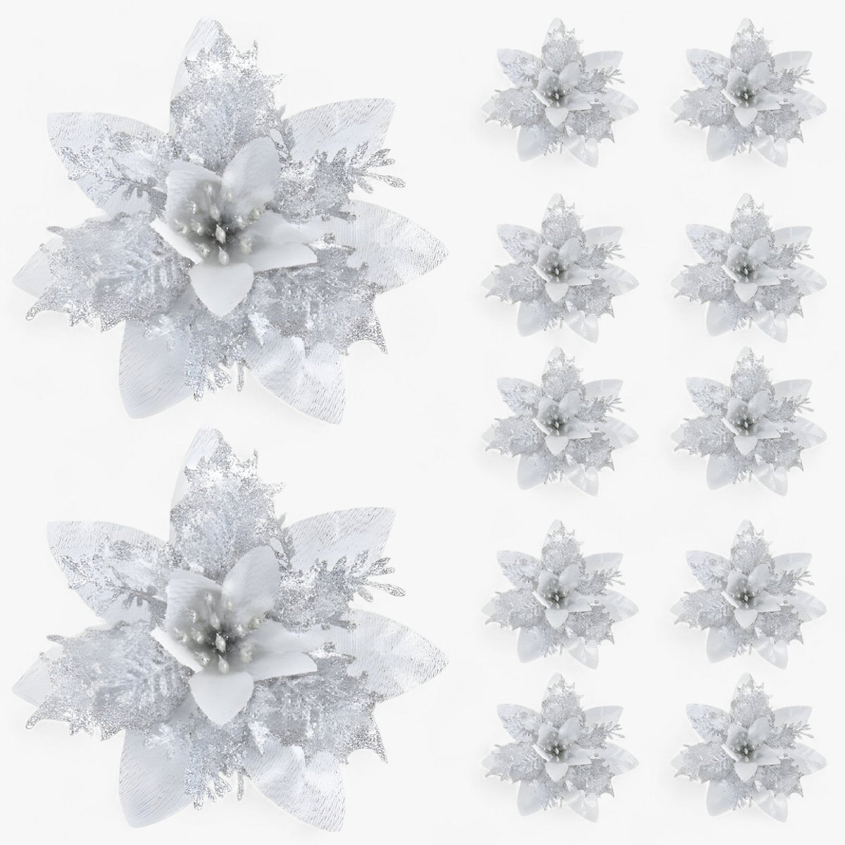 Glitzer-Weihnachtsblumen Set Baumschmuck
