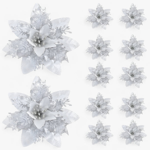 Glitzer-Weihnachtsblumen Set Baumschmuck