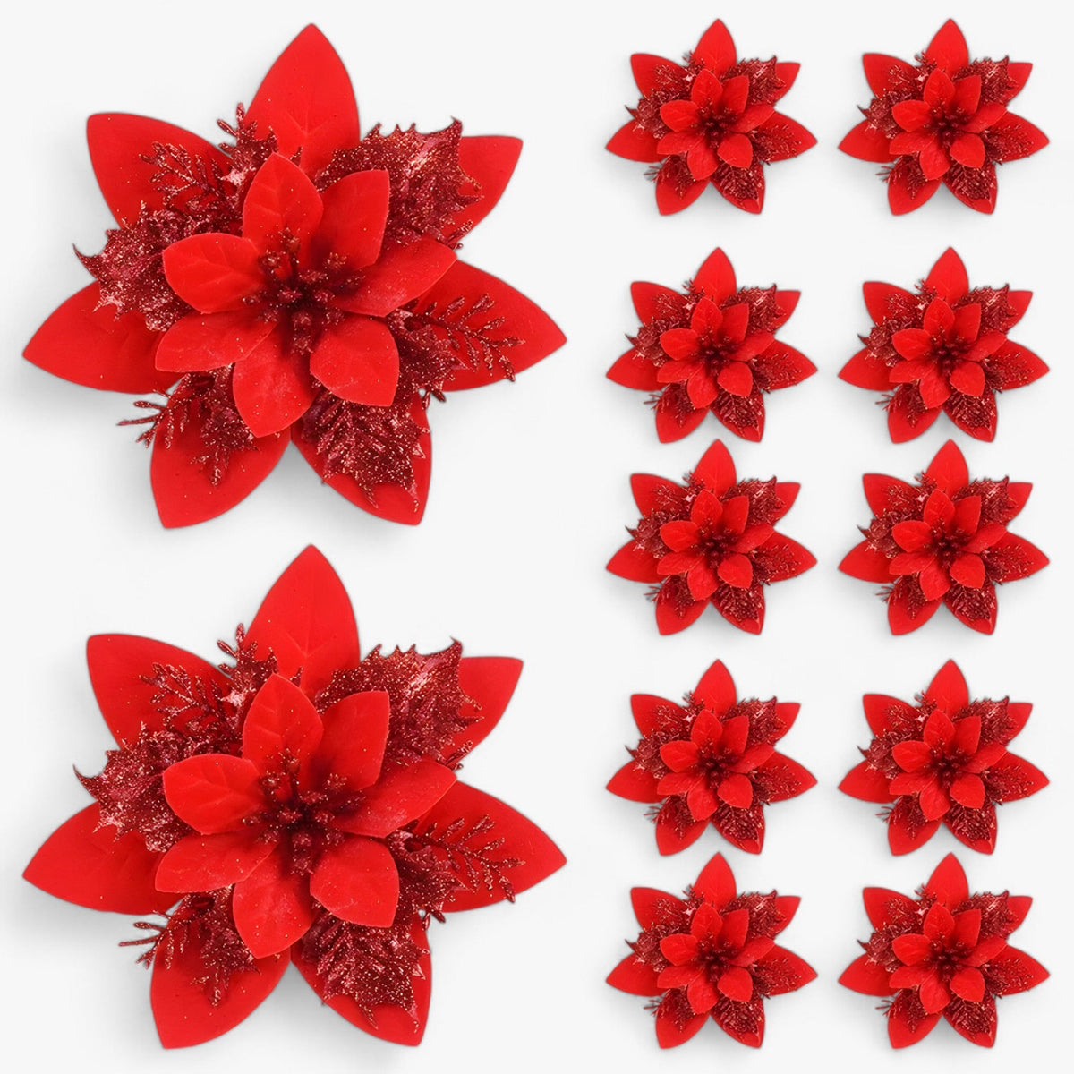 Glitzer-Weihnachtsblumen Set Baumschmuck