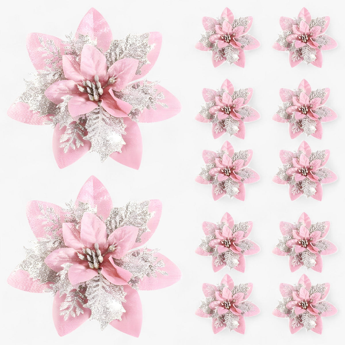 Glitzer-Weihnachtsblumen Set Baumschmuck