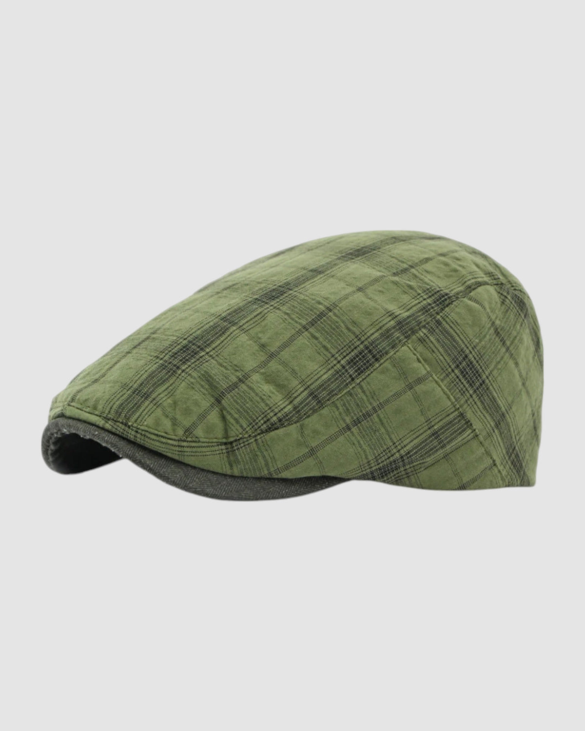 Herren Schirmmütze aus Baumwolle mit Tartan-Karo, Unisex in Grün