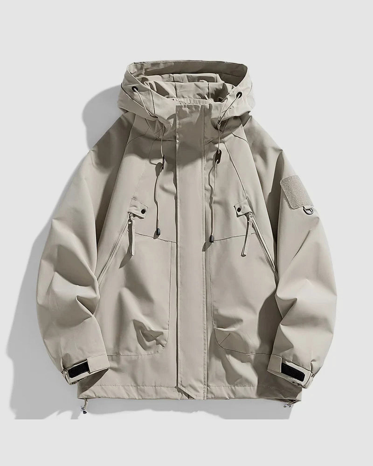 Herren Windjacke wasserdicht mit Kapuze in Beige