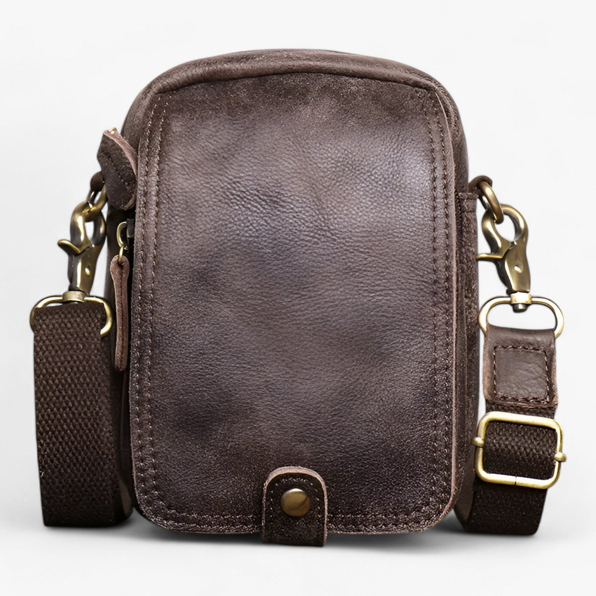 Herren Pendlertasche aus Ochsenleder im Retro-Stil – Kaffeebraun – Ansicht 10