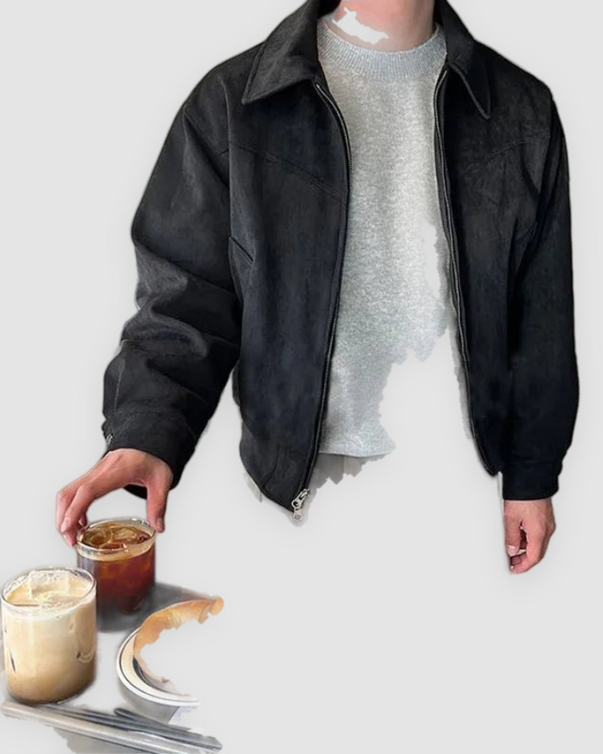 Herren Kurzjacke in Veloursleder-Optik mit Umlegekragen, Bild 8