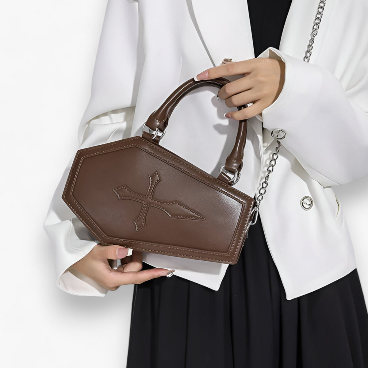 Gothic Sargförmige Handtasche mit Kette für Halloween