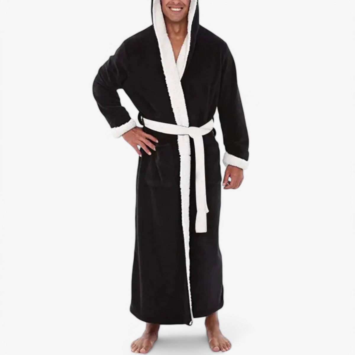 Bademantel Fleece mit V-Ausschnitt