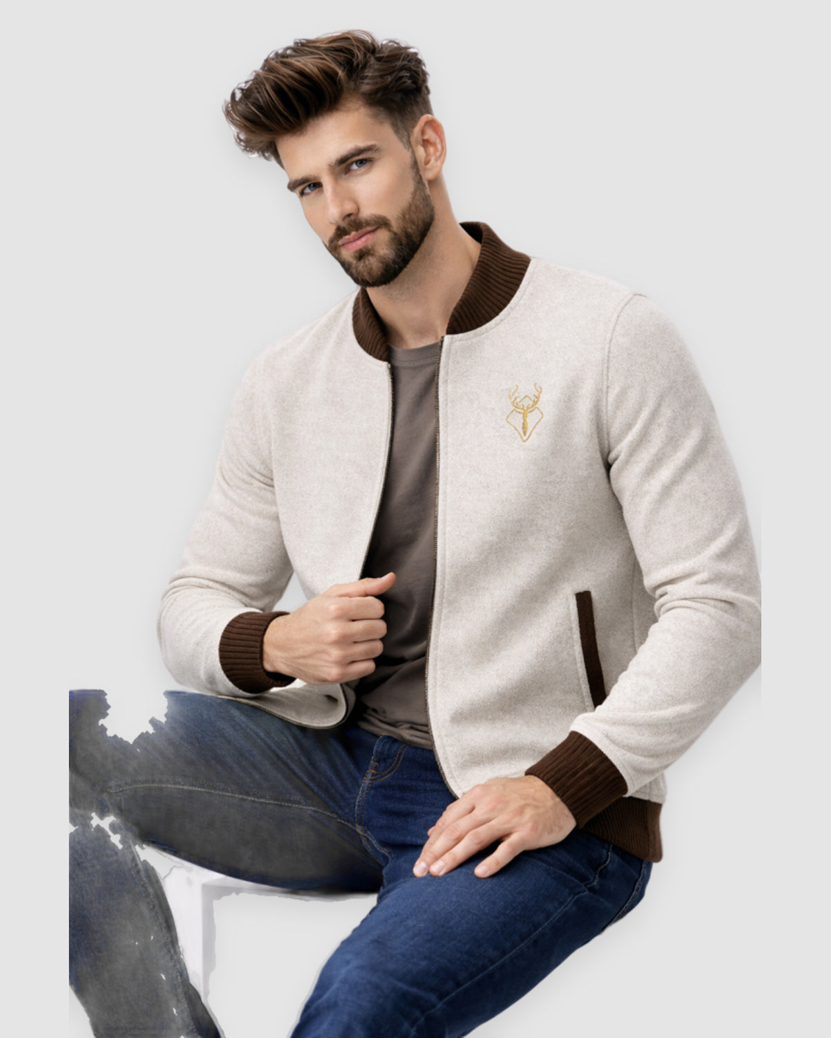 Herren Strickjacke mit Zip aus 100% Merinowolle, Bild 4