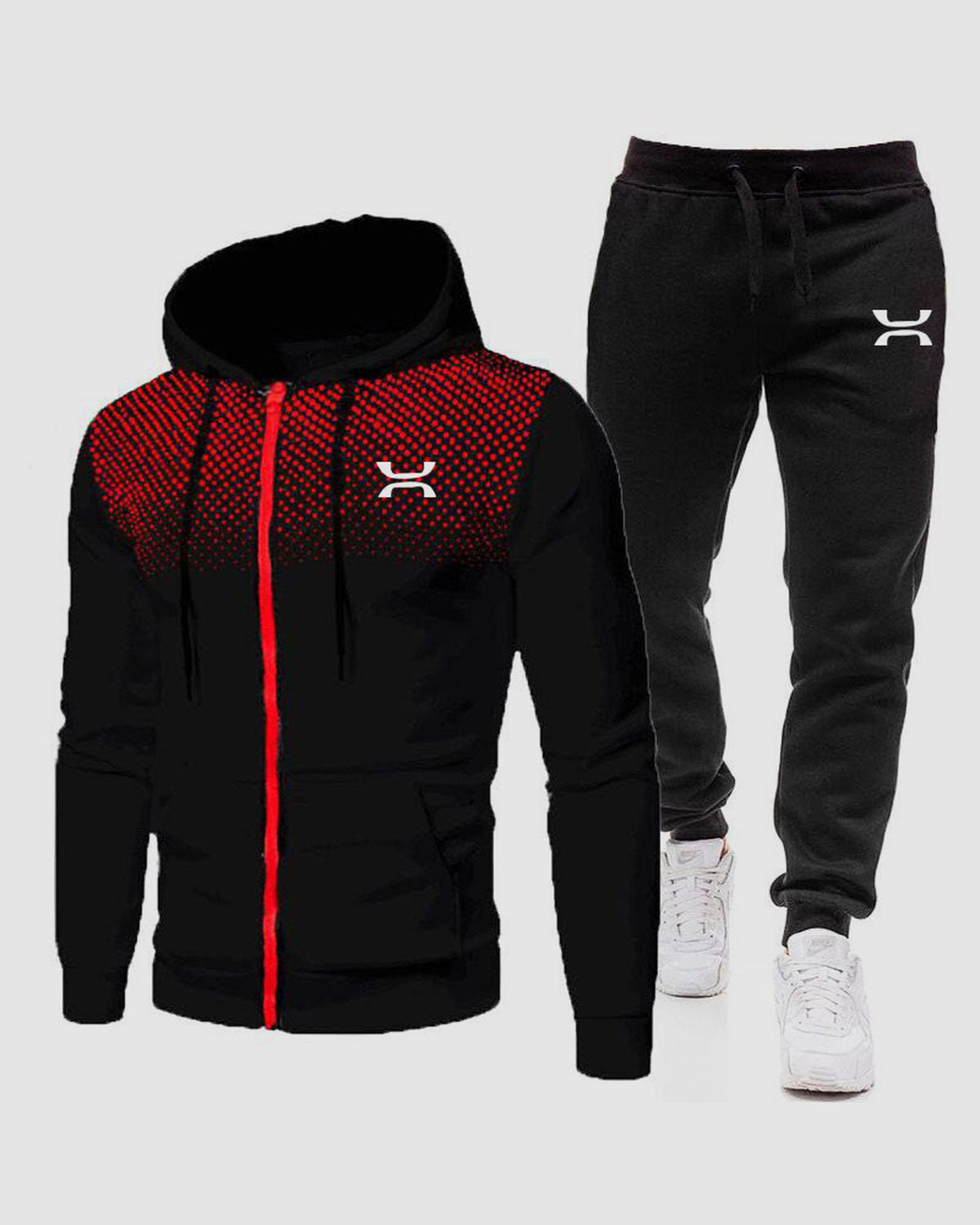Herren Trainingsanzug mit Hoodie, 2-teilig in Schwarz