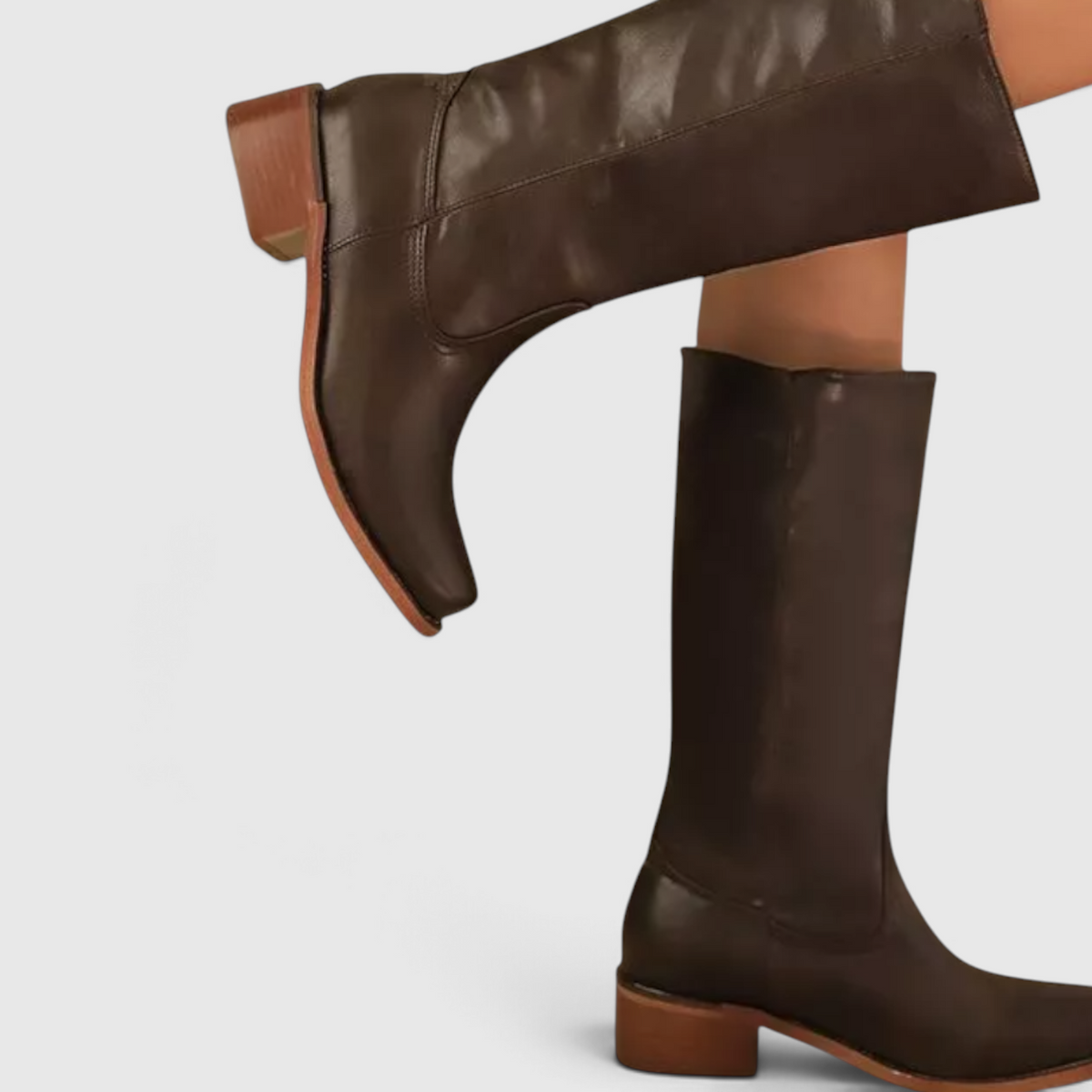 Women's Knee-High Leather Boots with Heel