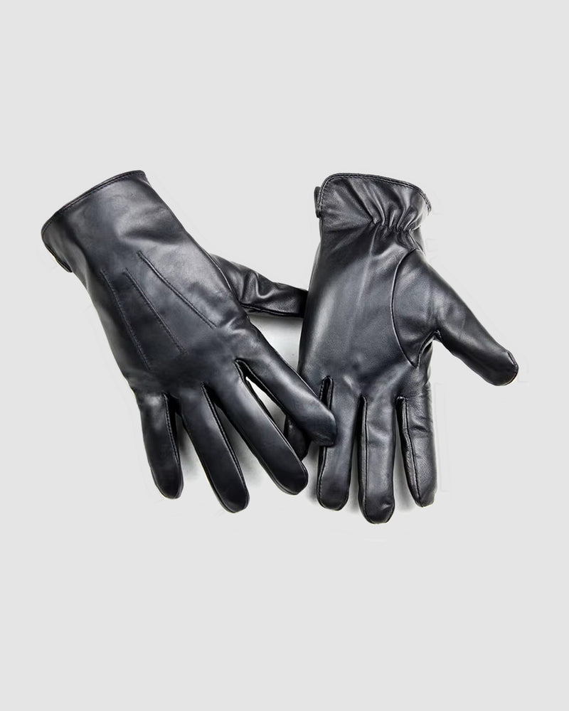 Herenhandschoenen met gerimpelde pols – Zwart
