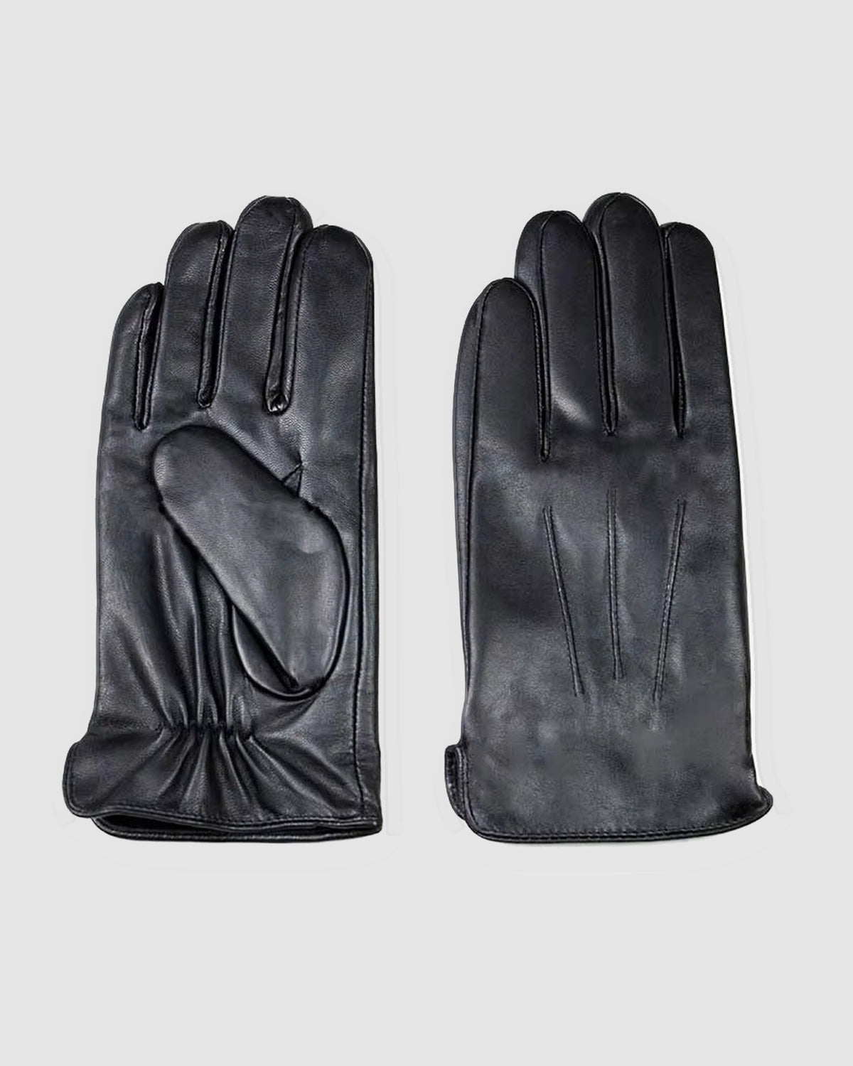 Herren Handschuhe mit gerafftem Handgelenk – Schwarz, Bild 2