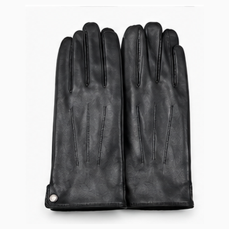 Herren Handschuhe in Schwarz mit Druckknopf-Detail