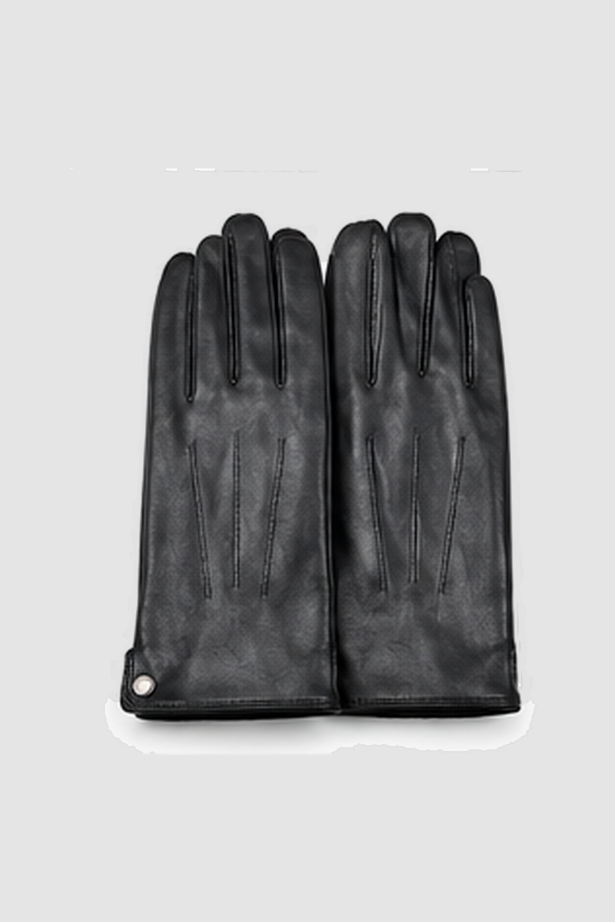 Herren Handschuhe mit Druckknopf-Detail – Schwarz