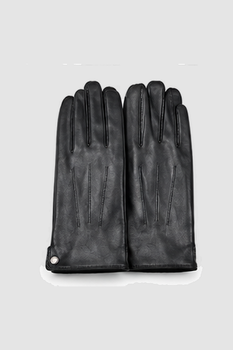 Herenhandschoenen met drukknoopdetail – Zwart