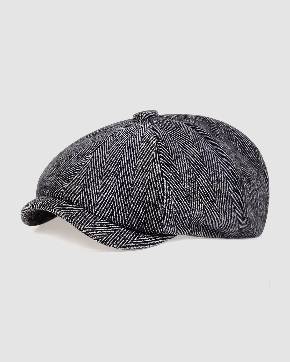 Herren Schiebermütze mit Fischgrätmuster im Achtteiler-Design – Grau – Ansicht 19