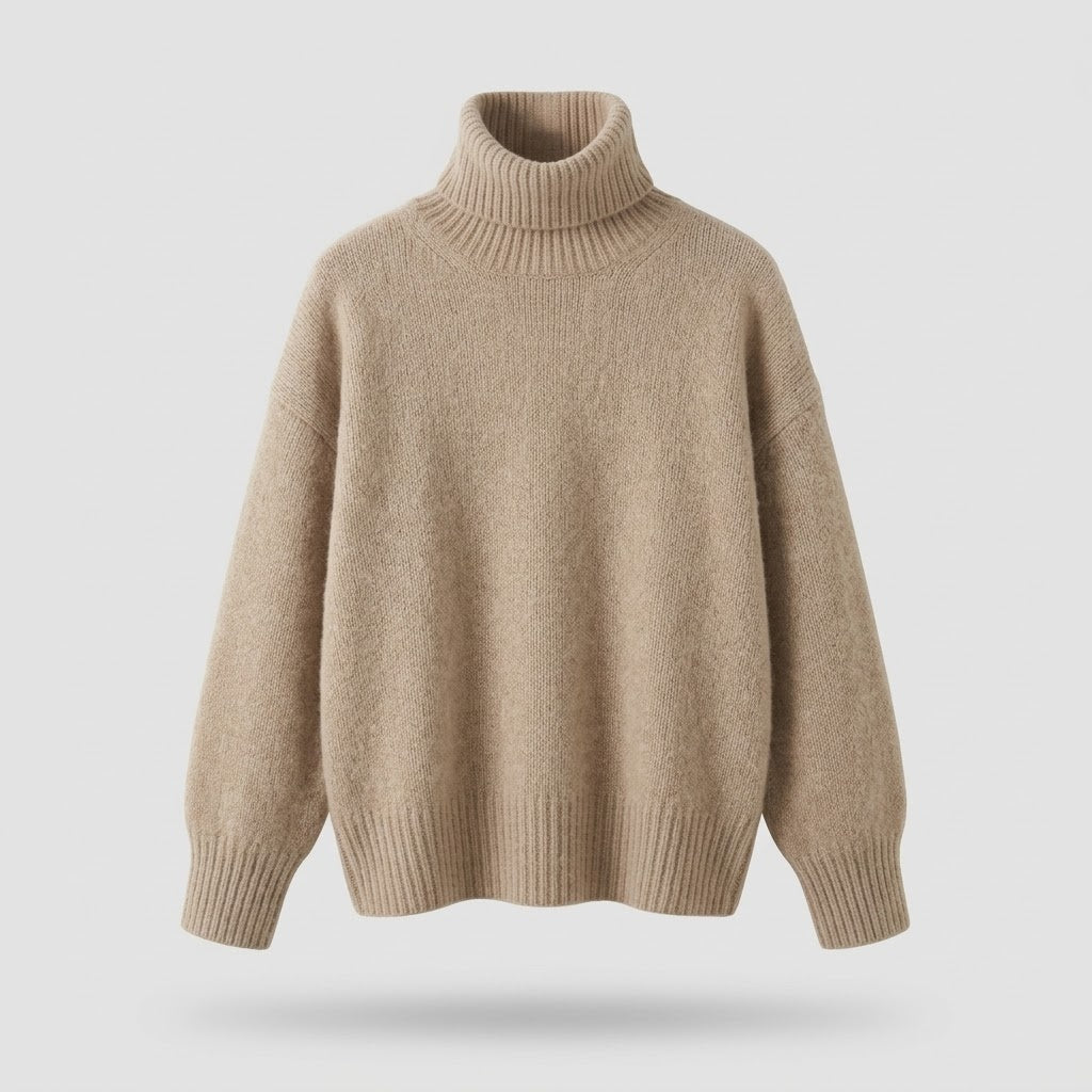 Women's Cashmere Sweater with Turtleneck Collar