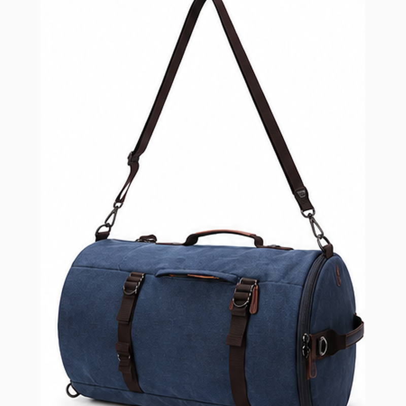 Convertible Canvas-Reisetasche und Rucksack – Blau