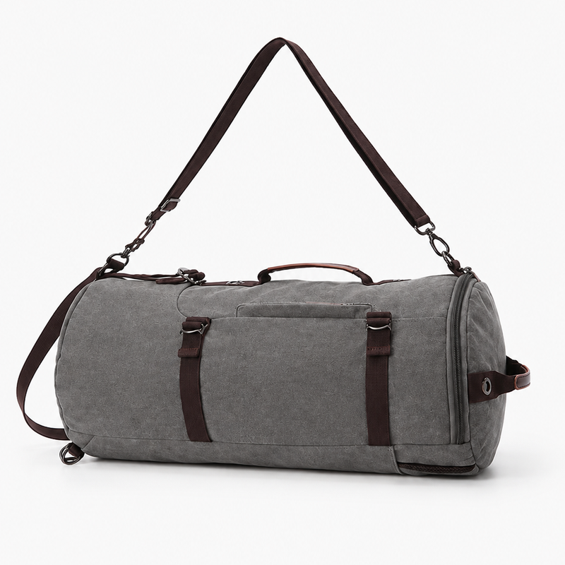 Convertible Canvas-Reisetasche und Rucksack – Grau
