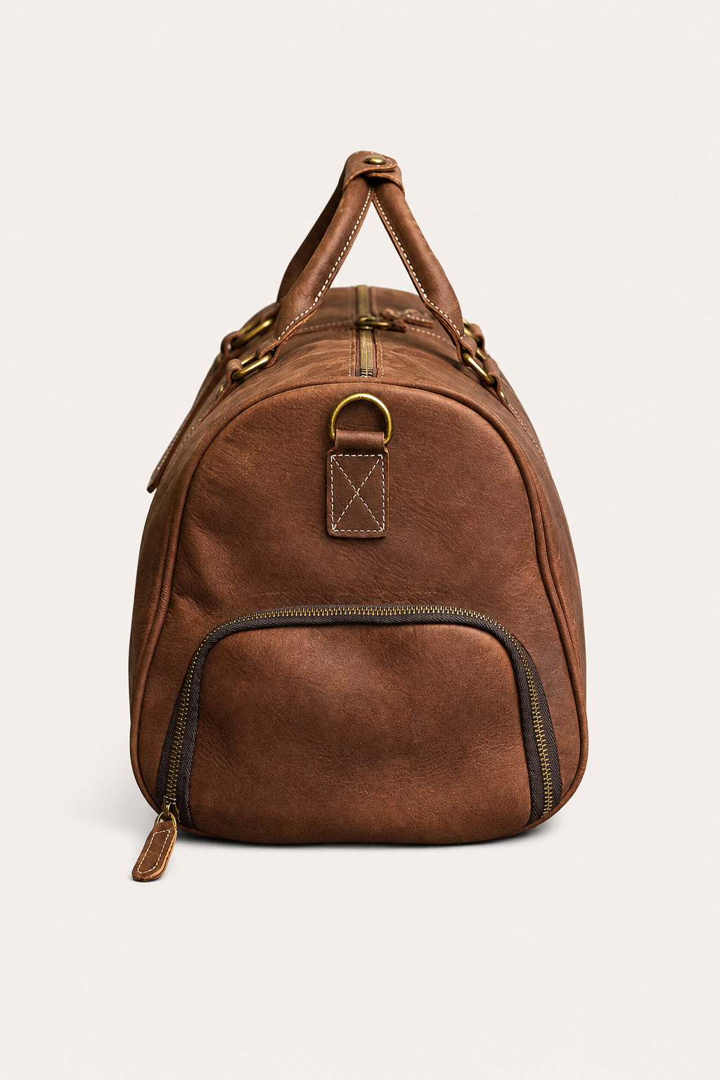 Dunkelbraune Weekender-Tasche aus echtem Rindsleder mit Schuhfach