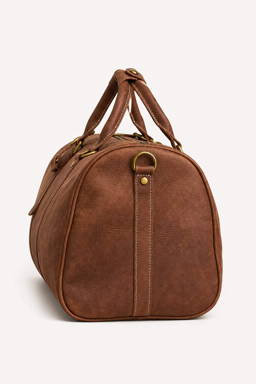 Dunkelbraune Weekender-Tasche aus echtem Rindsleder mit Schuhfach