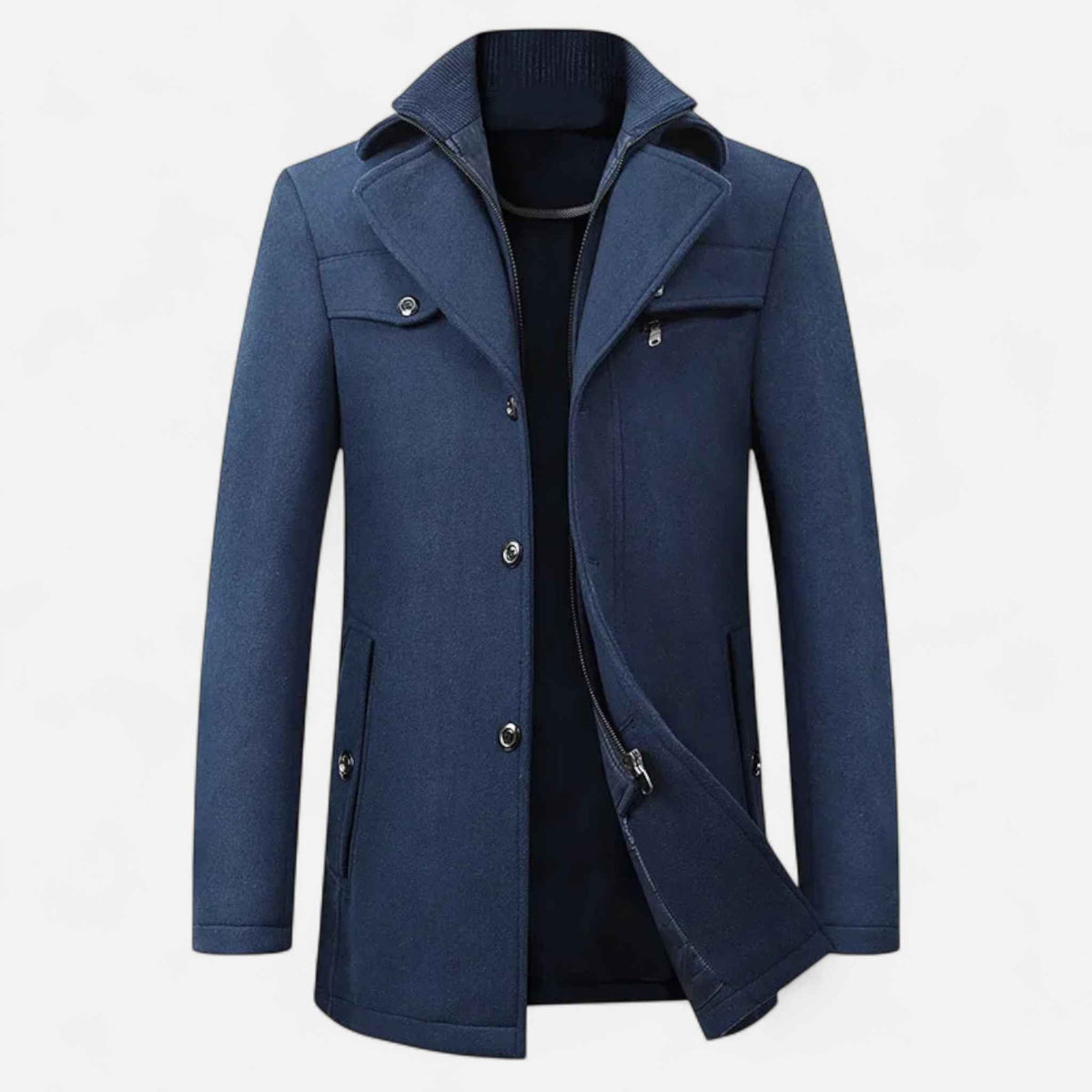 Herren Trenchcoat Wolle mit Doppelkragen