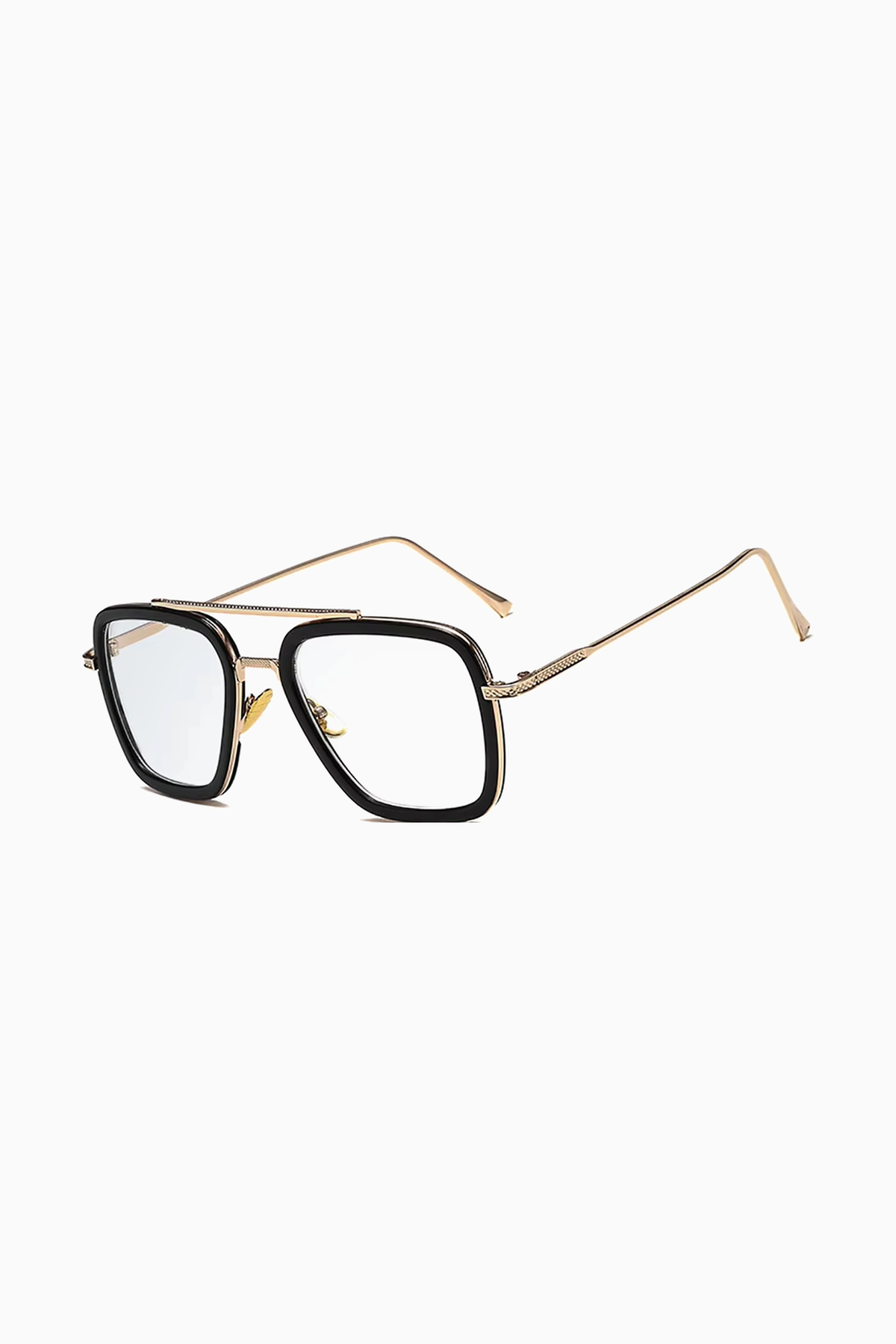 Herren Brille Eckig UV400 – Gold / Klare Gläser