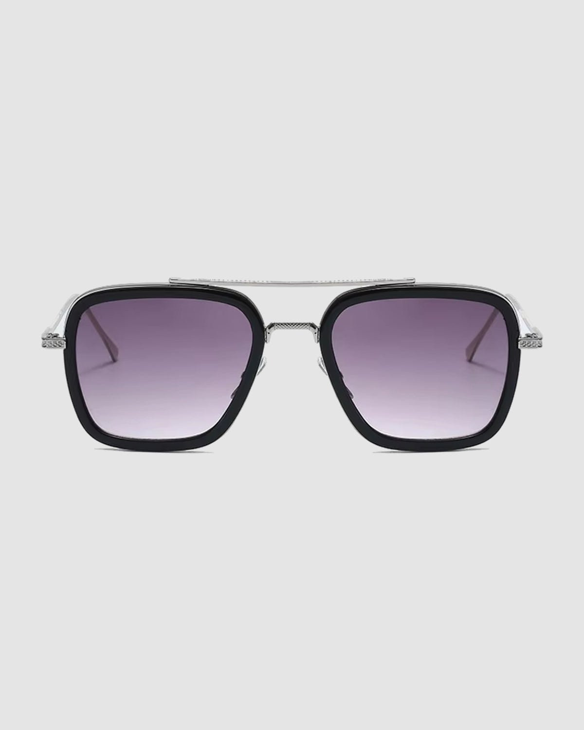 Herren Sonnenbrille eckig UV400 – Silber, graue Verlaufsgläser, Bild 1