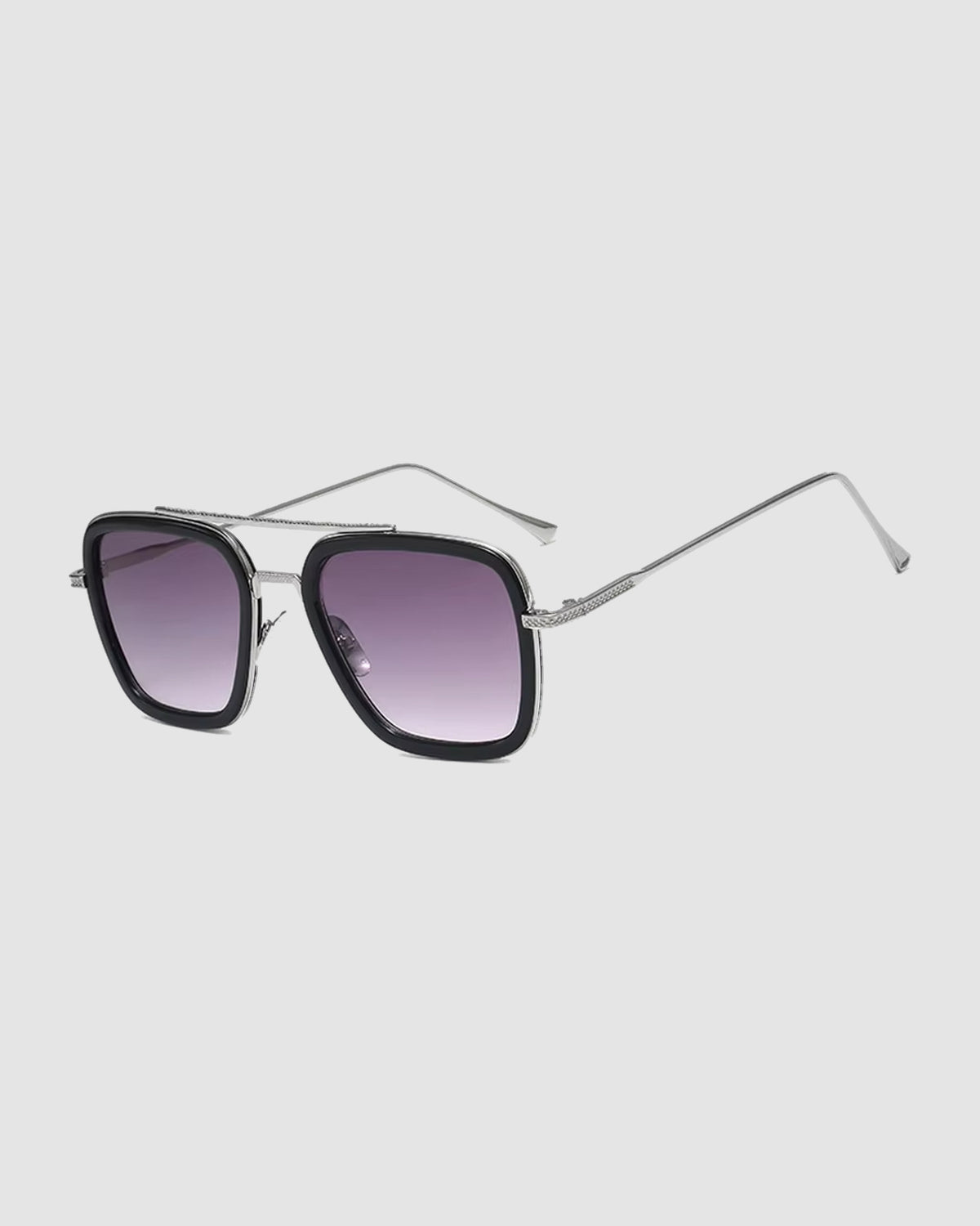 Herren Sonnenbrille eckig UV400 – Silber, graue Verlaufsgläser, Bild 2