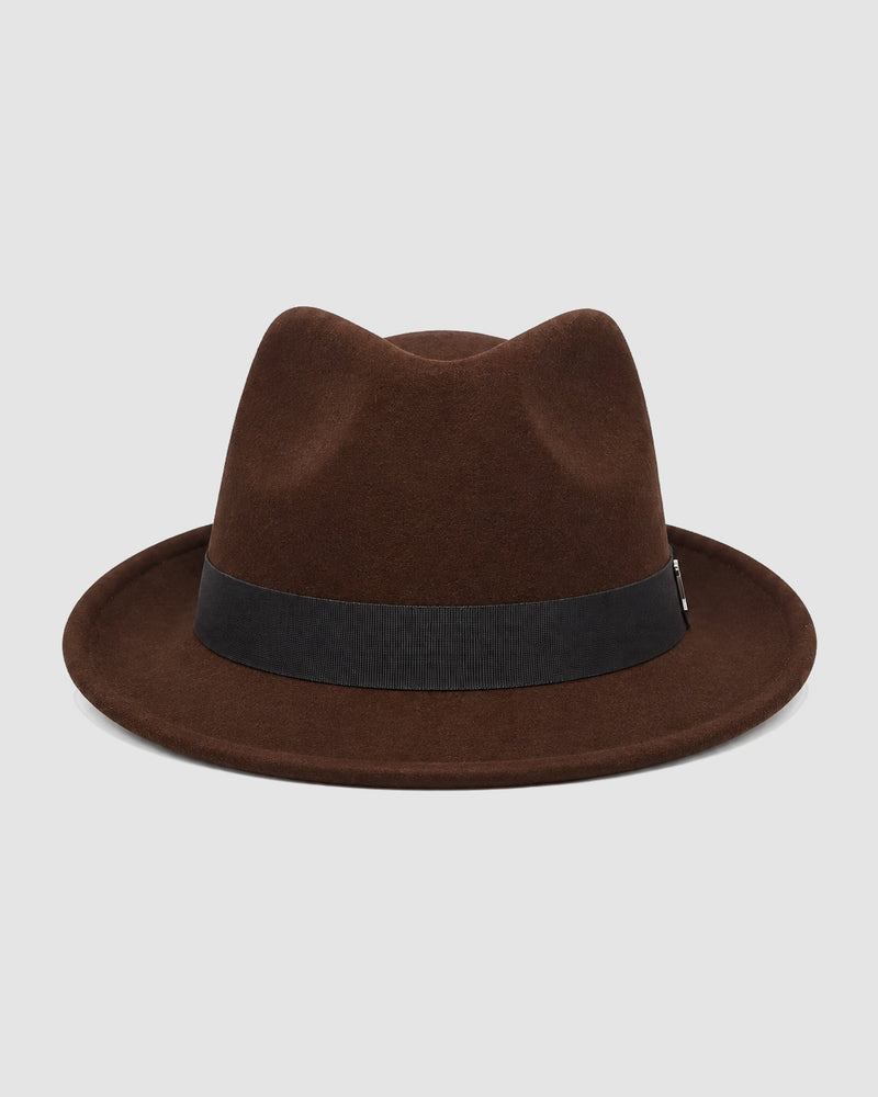 Fedora-hoed voor heren met hoedband – Bruin