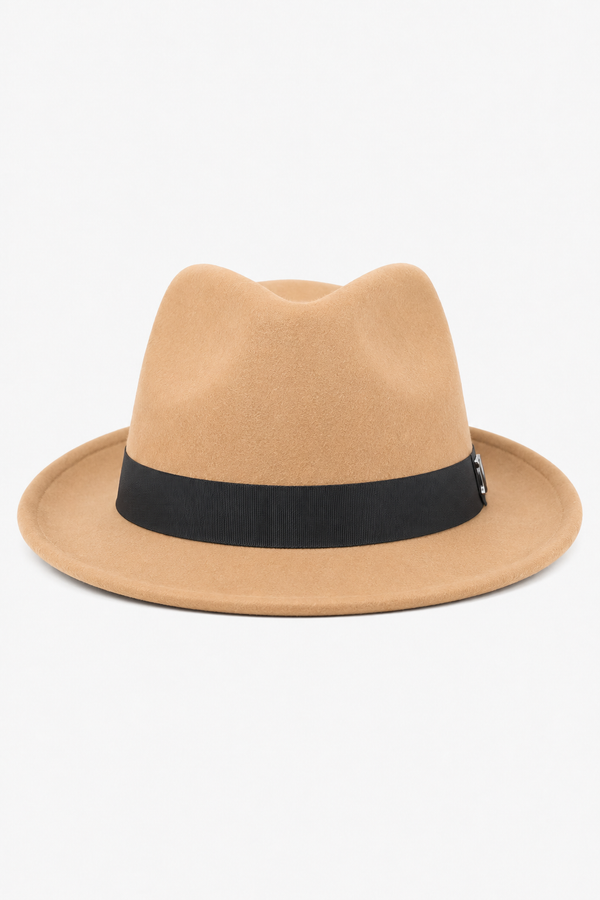 Khakifarbener Fedora-Hut mit Hutband