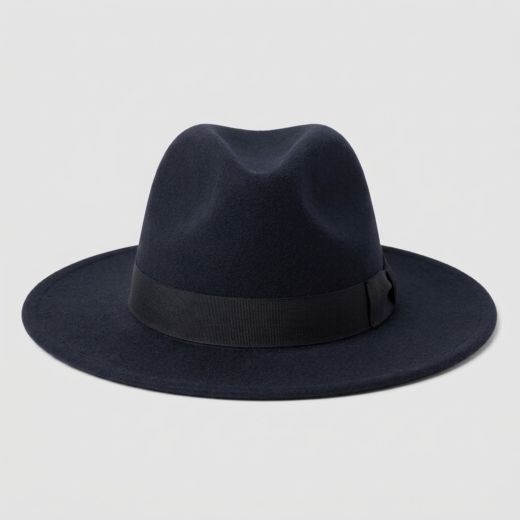 Marineblauer Fedora-Hut mit Hutband