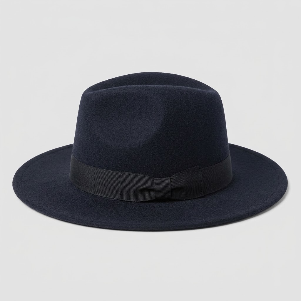 Herren Fedora-Hut mit Hutband – Marineblau, Bild 3
