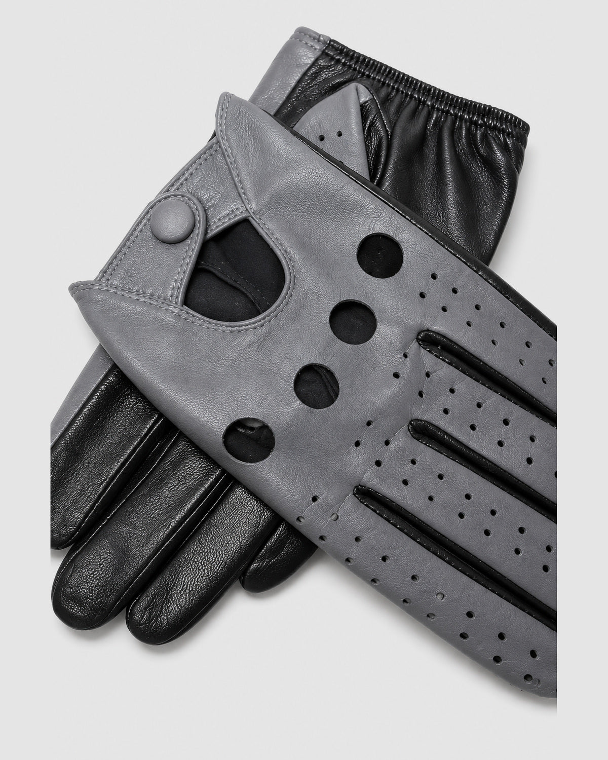 Herren Fahrerhandschuhe perforiert, Vollfinger – Grau/Schwarz, Bild 2