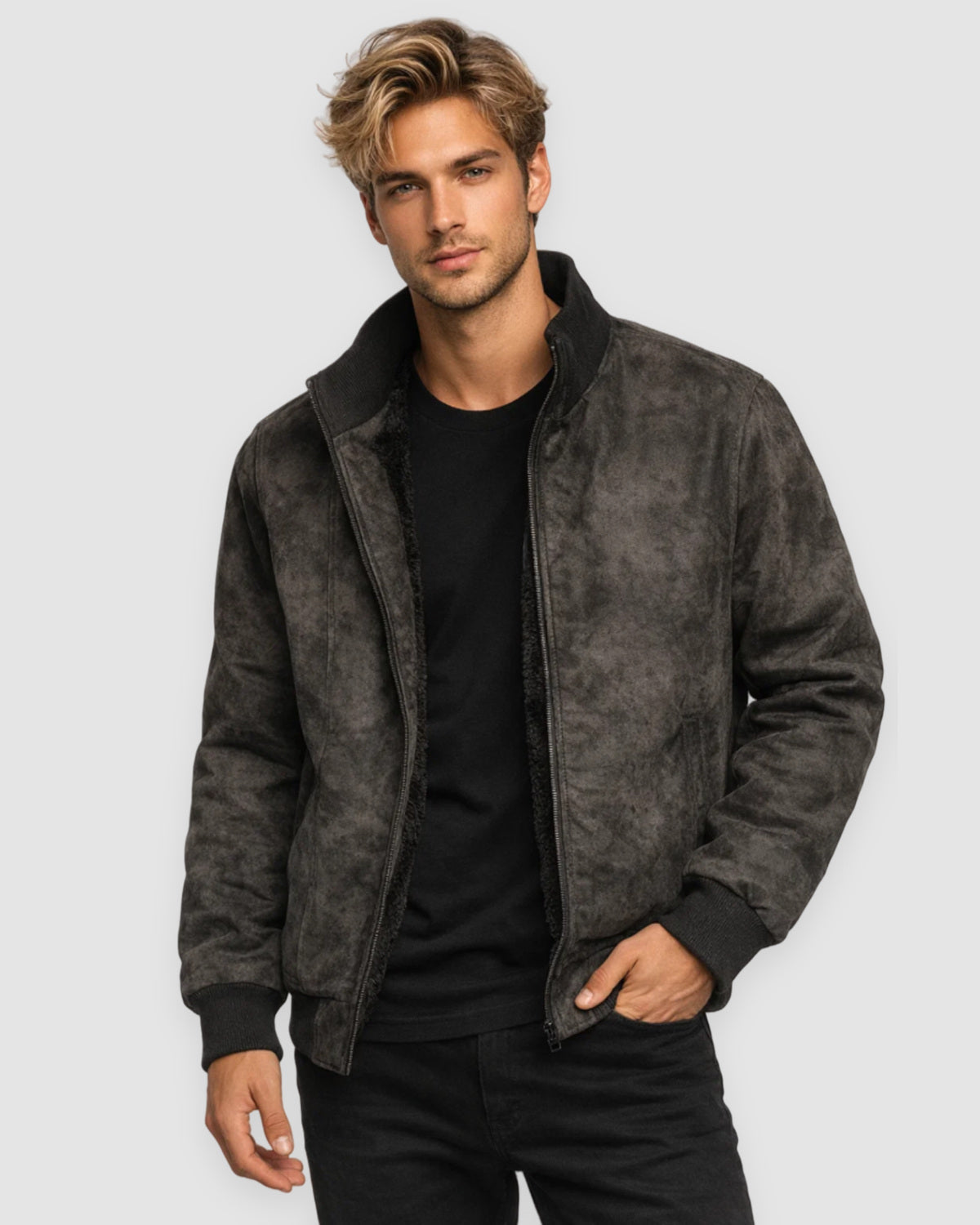 Herren Blouson mit Reißverschluss, hüftlang, Bild 2