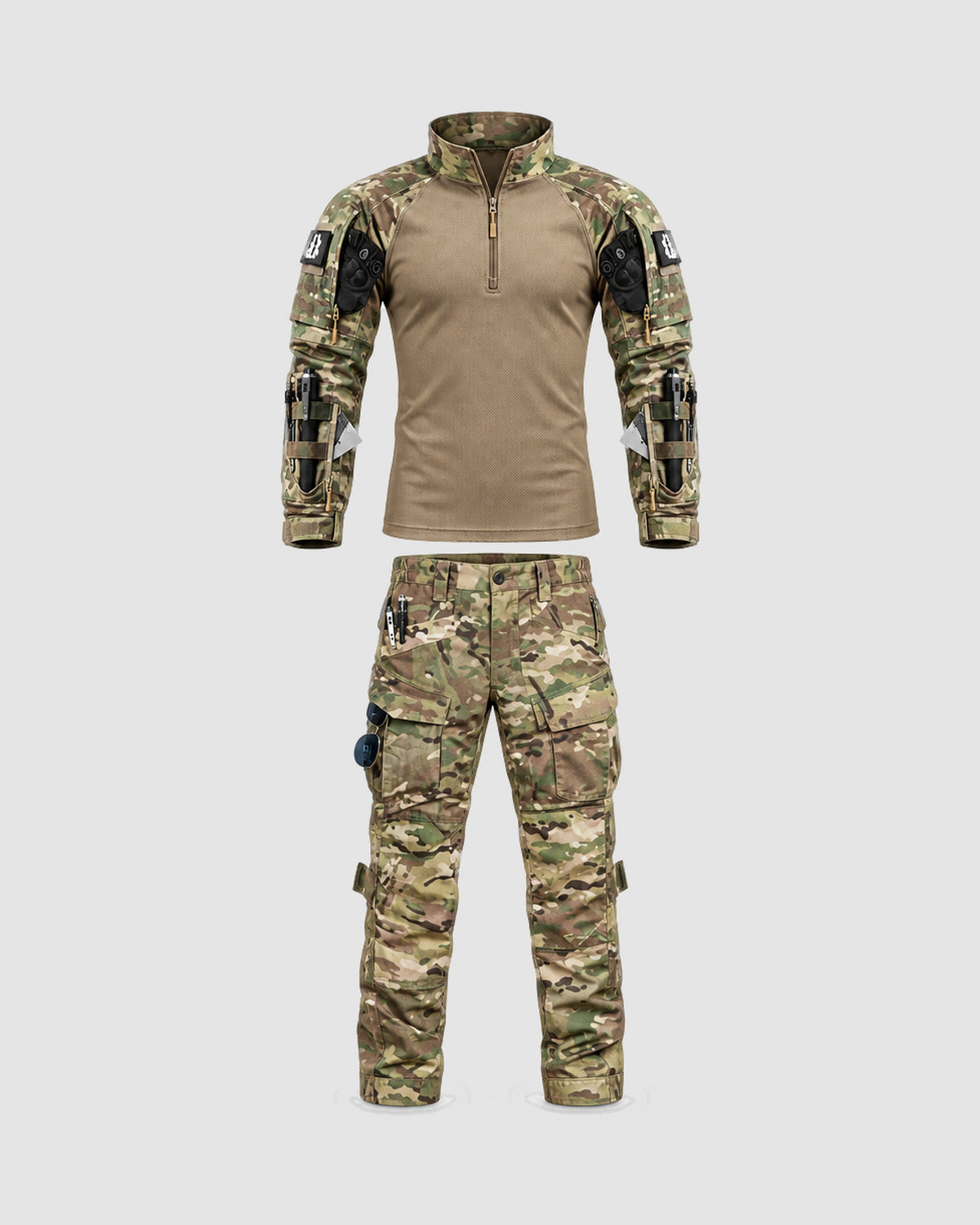 Herren Outdoor-Set mit Longsleeve und Cargohose im Militärstil, Bild 2