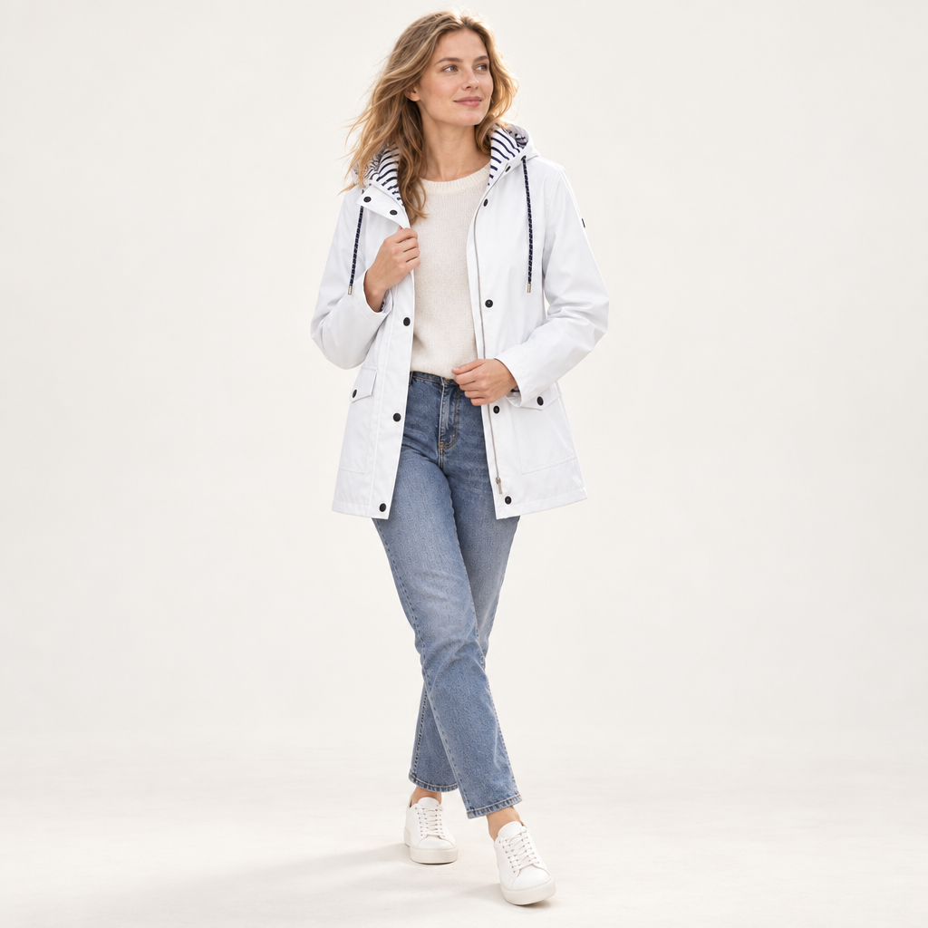 Damen Leichte Kapuzenjacke mit gestreiftem Futter