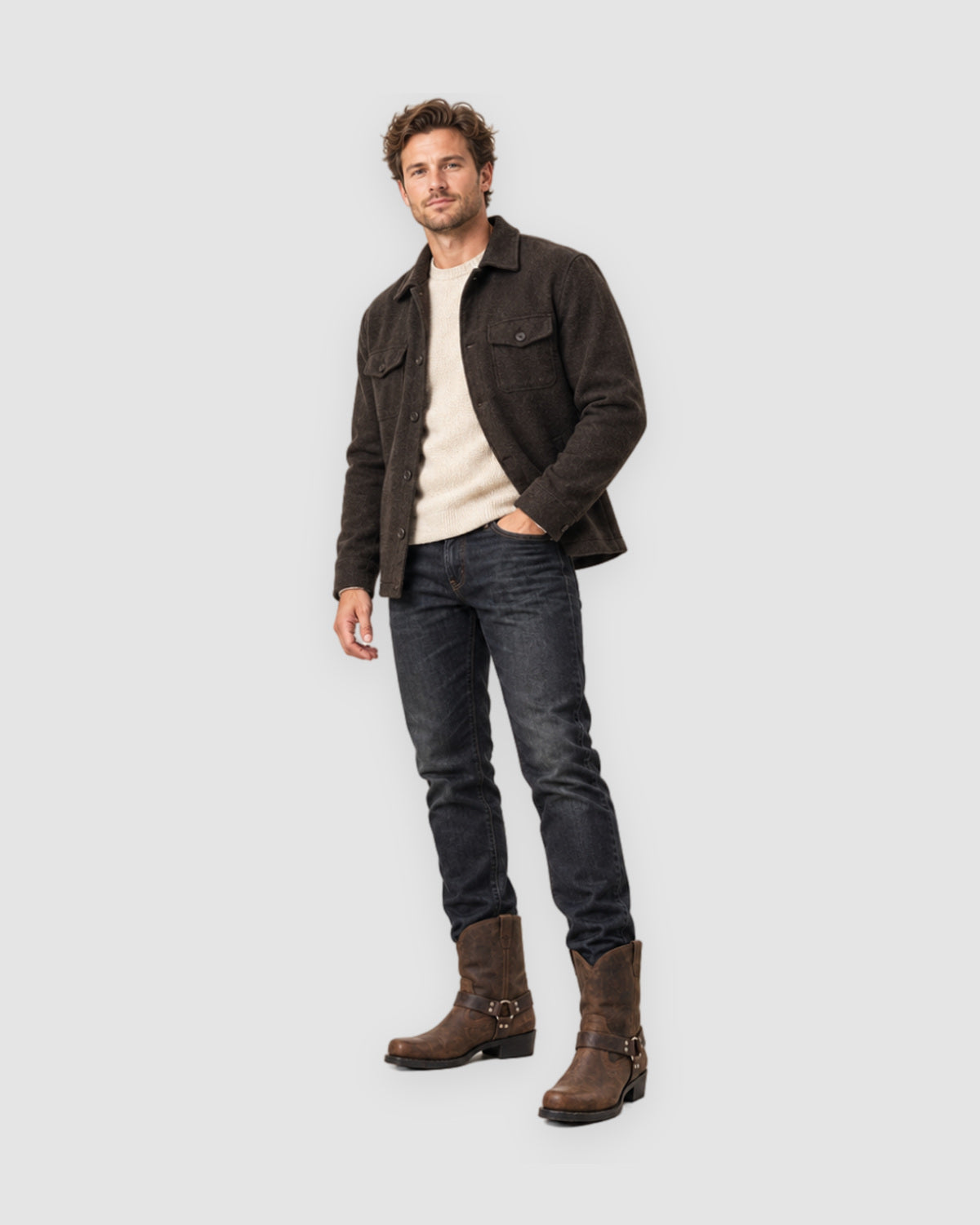 Herren Westernstiefel mit Riemen und Metalldetails, Bild 4