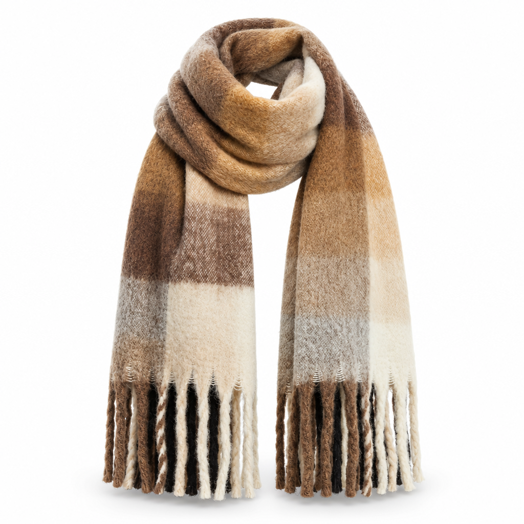 Damen Übergroßer Winterschal mit Farbverlauf und Fransen