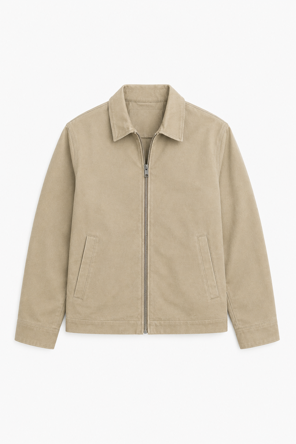Herren-Übergangsjacke mit Reißverschluss, klassischem Kragen und lockerer Passform